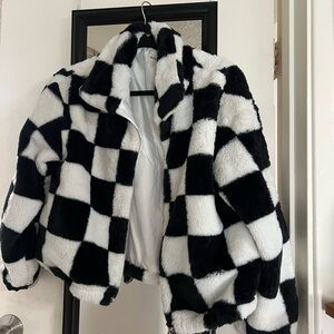 Checkered Black and White Women's Jacket